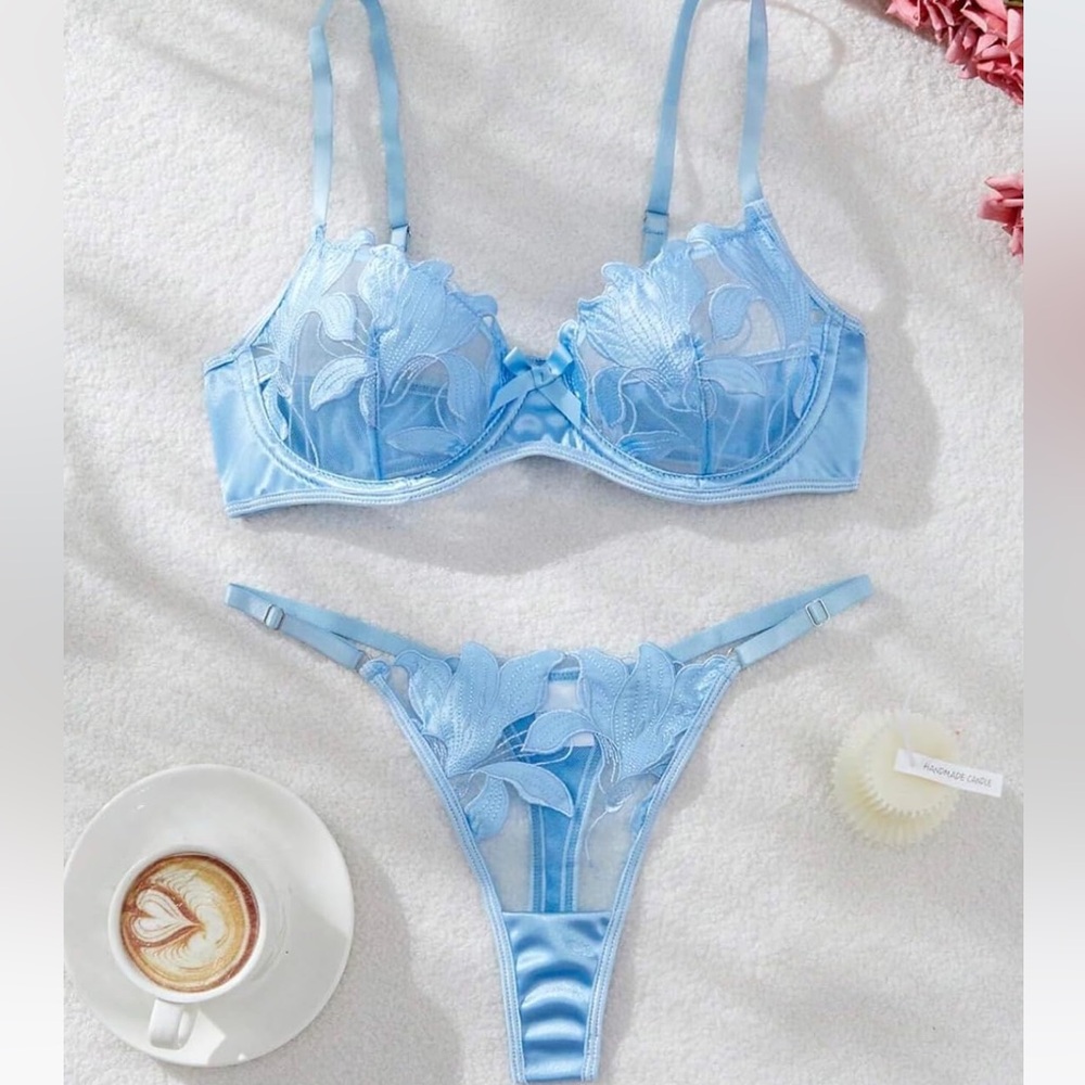 Lily Love Aquamarine - Underwire Bra & Panty Set by SilkRose Lingerie